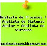 Analista de Procesos / Analista de Sistemas Senior – Analista de Sistemas