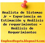 Analista de Sistemas Jr – Experiencia en Estimación y Análisis de requerimientos – Análisis de Requerimientos