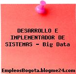 DESARROLLO E IMPLEMENTADOR DE SISTEMAS – Big Data