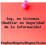 Ing. en Sistemas (Auditor en Seguridad de la Información)
