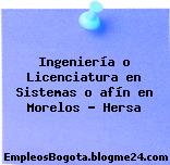 Ingeniería o Licenciatura en Sistemas o afín en Morelos – Hersa