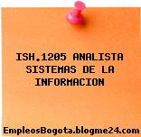 ISH.1205 ANALISTA SISTEMAS DE LA INFORMACION