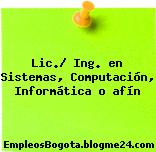 Lic./ Ing. en Sistemas, Computación, Informática o afín