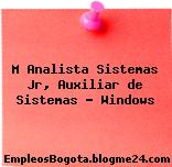 M Analista Sistemas Jr, Auxiliar de Sistemas – Windows