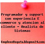 Programador y support con experiencia E commerce y atencion al cliente – Analista de Sistemas