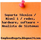Soporte Técnico / Nivel 1 / redes, hardware, software – Analista de Sistemas
