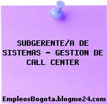 SUBGERENTE/A DE SISTEMAS – GESTION DE CALL CENTER