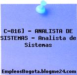 C-816] – ANALISTA DE SISTEMAS – Analista de Sistemas