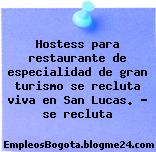 Hostess para restaurante de especialidad de gran turismo se recluta viva en San Lucas. – se recluta