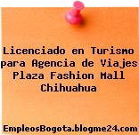 Licenciado en Turismo para Agencia de Viajes Plaza Fashion Mall Chihuahua