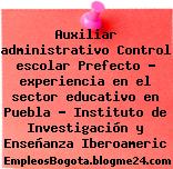 Auxiliar administrativo Control escolar Prefecto – experiencia en el sector educativo en Puebla – Instituto de Investigación y Enseñanza Iberoameric