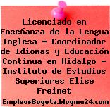 Licenciado en Enseñanza de la Lengua Inglesa – Coordinador de Idiomas y Educación Continua en Hidalgo – Instituto de Estudios Superiores Elise Freinet