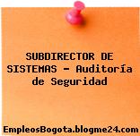 SUBDIRECTOR DE SISTEMAS – Auditoría de Seguridad